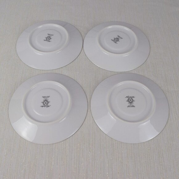 Noritake Blue Charm Flowers Platinum Saucers 4-Set - Picture 4 of 8